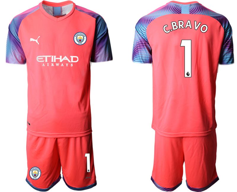 Men 2020-2021 club Manchester City goalkeeper red #1 Soccer Jerseys->manchester city jersey->Soccer Club Jersey